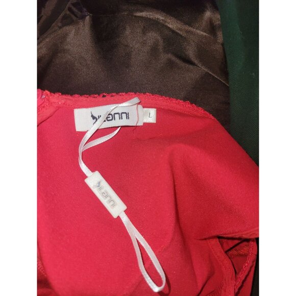 Red Sleeveless One-Shoulder Knee-Length Dress With Lace Detail & Side Ruching Fo - Picture 11 of 11